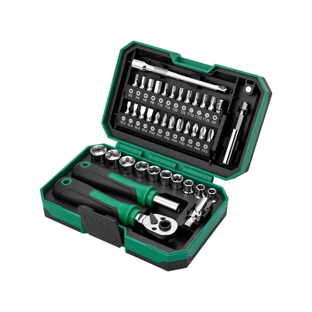 40-Piece Industrial Ratcheting Screwdriver Set – Precision Bit Kit with S2 Steel Bits, 1/4" Hex Shank, and Magnetic Driver for Professional Repair & DIY